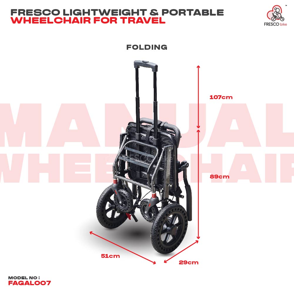 Fresco FAGAL007C Lightweight Portable Folding Wheelchair for Travel