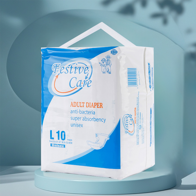 Package of Festive Care L10 adult diapers, unisex, anti-bacteria, super absorbent.