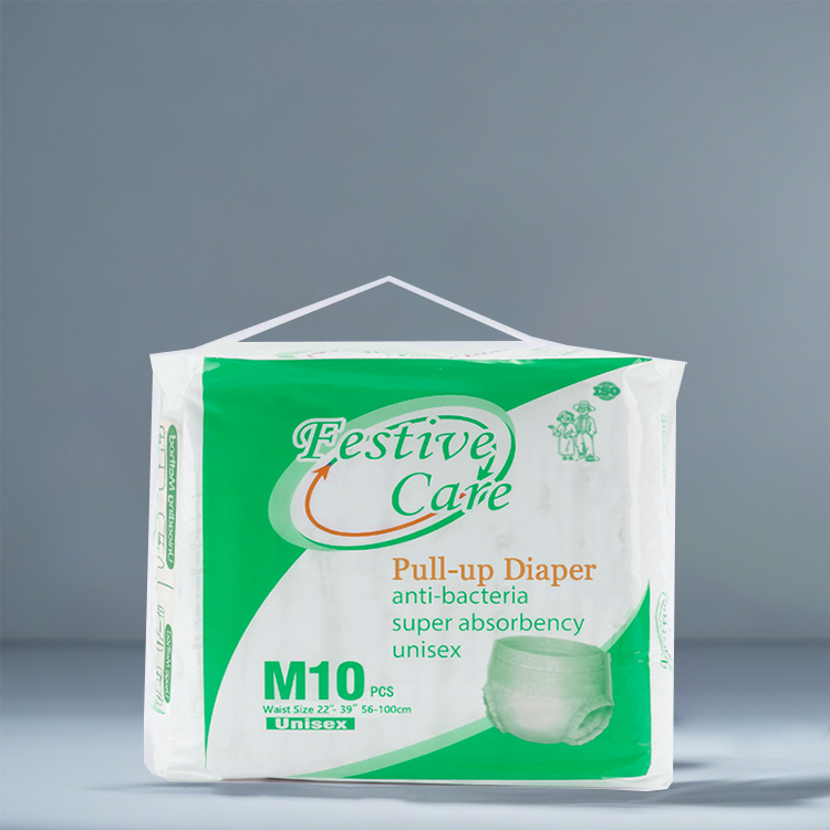 Package of Festive Care M10 adult pull-up diapers, anti-bacteria, super absorbency, unisex.