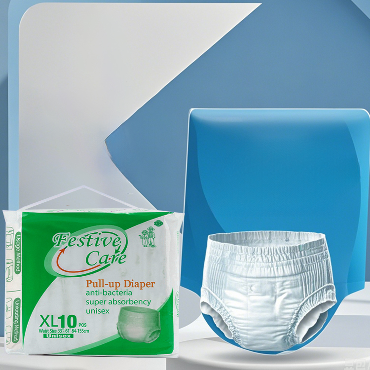 Festive Care XL10 unisex adult pull-up diapers; anti-bacteria, super absorbent.