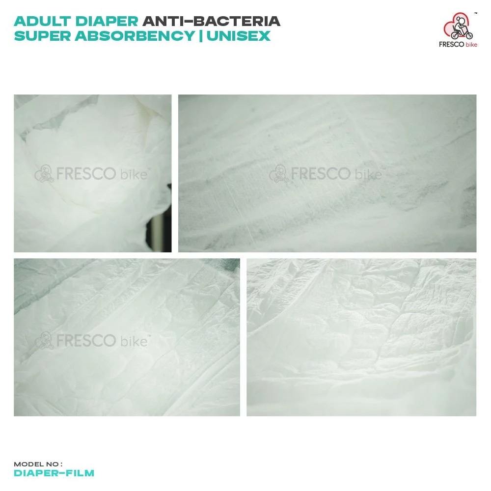 Adult Diaper DIAPER-FILM: Unisex anti-bacteria diaper with super absorbency.