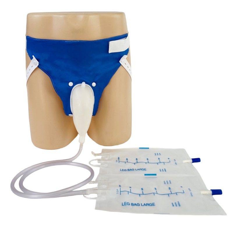 Fresco Bike Diapers urine collection system with urine bag and wearable urine collector for elderly care.