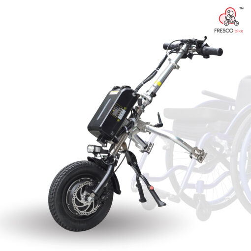 An Electric Wheelchair To Manual Wheelchair Front Connect Scooter.