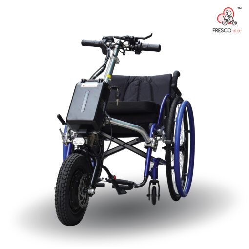 An Electric Wheelchair To Manual Wheelchair Front Connect Scooter with wheels.