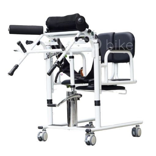 Elderly Shifting Patient Transfer Chair Hydraulic FDH004: A white, wheeled patient lift chair with hydraulic height adjustment, padded seat & back, and armrests for safe transfers.