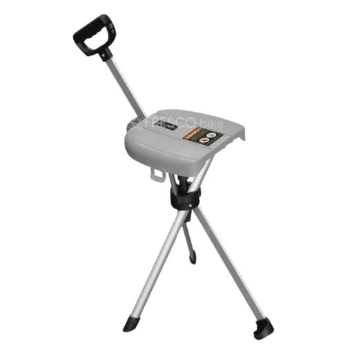 Tripod Chair Seat Cane Walking Stick FWJ178: Portable walking stick seat with integrated tripod legs for convenient rest.