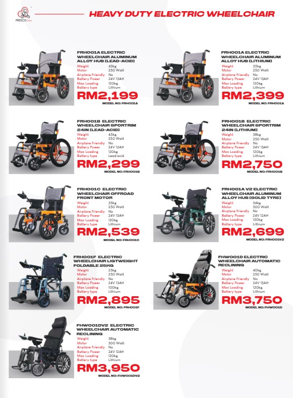 Various electric wheelchair models and specifications. Find the right electric wheelchair with our guide.