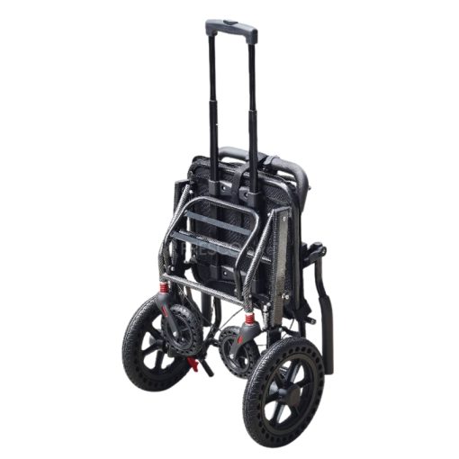 Lightweight Portable Wheelchair FAGAL007C: 9kg travel wheelchair, easily folded for transport. Features durable wheels and a convenient handle.