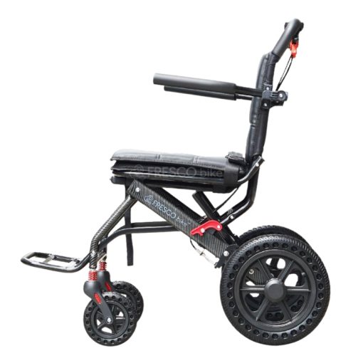 Lightweight Portable Wheelchair FAGAL007C: 9kg travel wheelchair with large wheels, foldable design, and comfortable padded seat.
