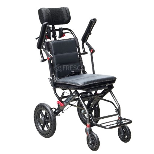 Lightweight Wheelchair FAGAL008: 9kg portable reclining travel wheelchair with headrest and armrests.
