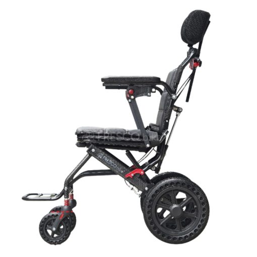 Lightweight Wheelchair FAGAL008: 9kg portable reclining wheelchair, ideal for travel. Features large wheels and adjustable backrest.