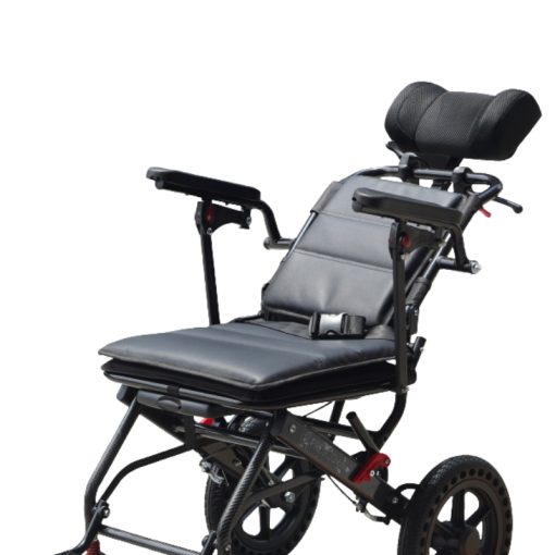 Lightweight Wheelchair FAGAL008: 9kg portable reclining wheelchair, ideal for travel. Features include adjustable armrests and headrest.
