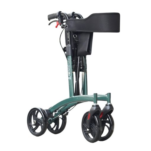 Rollator Walker FAC919T: Adjustable, foldable carbon steel frame with seat backrest, weighing 8.5kg.