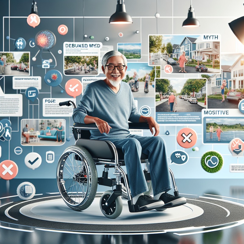 Smiling senior man in an electric wheelchair, part of an electric wheelchair buying guide.